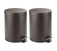 iDesign Round 1.3 Gallon Bathroom Step Trash Set of 2-Bronze Waste Can