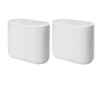 iDesign Small Oval Plastic Bathroom Trash Cans - Ideal for Bathroom, Bedroom, or Office - Set of 2 - White