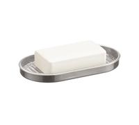 iDesign Soap Dish Holder for Bar Soap, Clear/Brushed Nickel