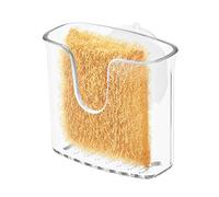 iDesign Sponge Holder, Small Plastic Kitchen Sink Tidy with Suction Cup, Sink Organiser for Rectangular Dish Sponge or Pot Scourer, Clear
