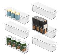 iDesign Stackable Fridge or Freezer Storage Bin with Front Handle, Set of 6, Clear, Made in the USA