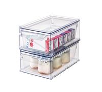 iDesign Stackable Kitchen Storage Drawer for Fridge, Pantry, Under-Sink, or Cabinet - Set of 2 - Clear
