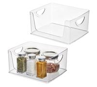 iDesign Stackable Open-Front Storage Bin with Handles, Set of 2, Clear