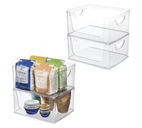 iDesign Stackable Open-Front Storage Bins with Handles, Set of 4, Clear