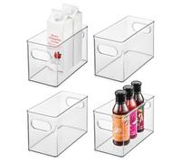 iDesign Stackable Storage Bin, Narrow Pantry Bin for Cabinet or Fridge, Set of 4, Clear, Made in USA