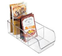 iDesign Storage Box with 3 Compartments, Medium Size Plastic Kitchen Organiser for Fridge and Pantry, Fridge Storage Bin for Food, Drinks and Condiments, Clear