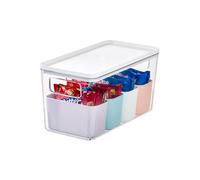 iDesign Storage Box with 4 Dividers, Storage Box with Lid, Versatile as Kitchen Storage or Bathroom Organiser, Made of Recycled Plastic, Multicoloured