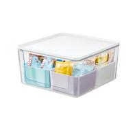 iDesign Storage Box with 4 Dividers, Storage Box with Lid, Versatile as Kitchen Storage or Bathroom Organiser, Made of Recycled Plastic, Multicoloured