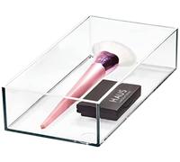 iDesign Storage Drawer from the Signature Series by Sarah Tanno, Rectangular PET Makeup Tray for Beauty Products, Cosmetic Organiser System, Clear/Matte White, 10.2 cm x 20.3 cm x 5 cm