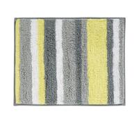 iDesign Stripz Microfiber Polyester Bath Mat, Non-Slip Shower Accent Rug for Master, Guest, and Kids' Bathroom, Entryway, 21" x 17", Gray and Yellow