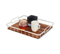 iDesign The Ría Safford Collection by Acacia Wood and Wire Serving Tray, 14.5" x 7.5" x 3.2", Coconut