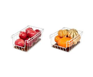 iDesign The Ría Safford Collection Open Front Cupboard Made from Metal and Acacia Wood + iDesign Open Front Cupboard Made from Metal and Acacia Wood, White and Natural, 18/10 Steel