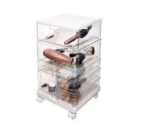 iDesign The Sarah Tanno Collection 7-Drawer Stacking Cosmetic Organizer Cart, Clear and White