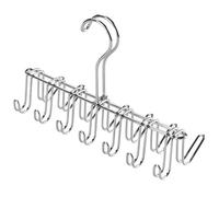iDesign Tie and Belt Hanger with 14 Hooks, Handy Metal Tie Rack for Wardrobe or Closet, Practical Wardrobe Hanging Storage for Handbags and Small Scarves, Silver