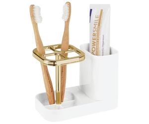 iDesign Toothbrush Holder with 4 Divided Sections-White/Gold Med+ Dental Center