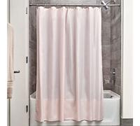 iDesign Waterproof Shower Curtain, Long Shower Curtain Made of Polyester, Stylish and Functional Shower Liner for Bathroom, Pink,72 x 72 Inches