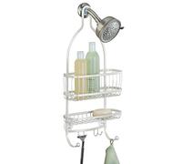 iDesign York Lyra Shower Toiletry Holder, Metal Hanging Shower Caddy, Pearly White