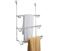 iDesign York Over Shower Door Towel Rack, White/ Chrome