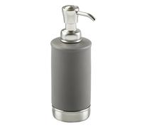 iDesign York Soap Dispenser/Pump for the Bathroom, Made of Ceramic and Metal Soap, Matte Grey/Brushed