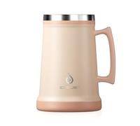 Ideus Insulated Beer Stein, 710/1000ml Stainless Steel Double Walled Beer Mug Giant Bar Drinkware Metal Beer Cup with Big Grip Handle for Party bar and Gathering (Pale Nude, 34oz (1,000ml))
