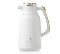 IDEUS Insulated Coffee Jug 2l, Double Wall Vacuum Stainless Steel Water Pitcher Milk Carafe Thermal Teapot Beverage Dispenser Thermo (White)