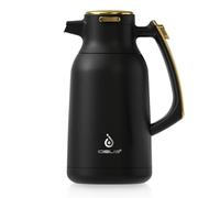 IDEUS Insulated Coffee Jug 2l, Double Wall Vacuum Stainless Steel Water Pitcher Milk Carafe Thermal Teapot Beverage Dispenser Thermo (Black)