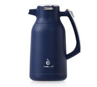 IDEUS Insulated Coffee Jug 2l, Double Wall Vacuum Stainless Steel Water Pitcher Milk Carafe Thermal Teapot Beverage Dispenser Thermo (Blue)