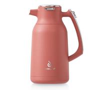 IDEUS Insulated Coffee Jug 2l, Double Wall Vacuum Stainless Steel Water Pitcher Milk Carafe Thermal Teapot Beverage Dispenser Thermo (Red, 2L)