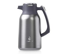 IDEUS Insulated Coffee Jug 2l, Double Wall Vacuum Stainless Steel Water Pitcher Milk Carafe Thermal Teapot Beverage Dispenser Thermo (Silver)
