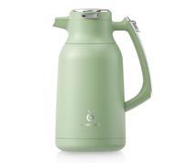 IDEUS Insulated Coffee Jug 2l, Double Wall Vacuum Stainless Steel Water Pitcher Milk Carafe Thermal Teapot Beverage Dispenser Thermo (Avocado Green)