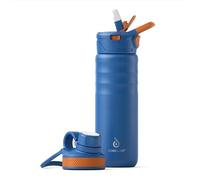 IDEUS Vacuum Insulated Water Bottle, Stainless Steel Double Wall Flask Metal Sports Canteen with Leak-Proof Screw Cap (Bright Blue, 24oz (710ml))