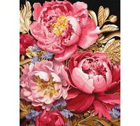 IDEYKA Painting by Numbers - Flower Inspiration with Metallic Colours Extra 40х50 with Wooden Frame