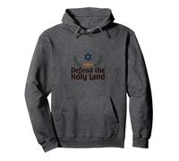 IDF Defend the Holy Land Patriotic Support Israel Pullover Hoodie, Adult Unisex, Dark Heather Grey, L