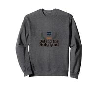 IDF Defend the Holy Land Patriotic Support Israel Sweatshirt, Adult Unisex, Dark Heather Grey, L