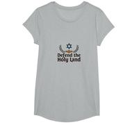 IDF Defend The Holy Land Patriotic Support Israel T-Shirt, Girls, Heather Grey, Medium