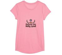 IDF Defend The Holy Land Patriotic Support Israel T-Shirt, Girls, Pink, Small