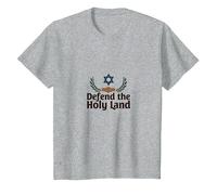 IDF Defend The Holy Land Patriotic Support Israel T-Shirt, Kids, Heather Grey, 2 Years
