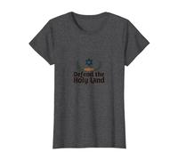 IDF Defend The Holy Land Patriotic Support Israel T-Shirt, Women, Dark Heather Grey, XL