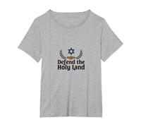 IDF Defend The Holy Land Patriotic Support Israel T-Shirt, Women's Plus, Heather Grey, 1X