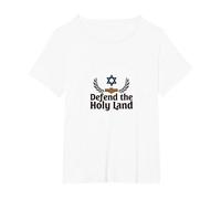 IDF Defend The Holy Land Patriotic Support Israel T-Shirt, Women's Plus, White, 5X