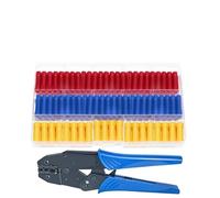 IDGTTLDF 150pcs BV1.25 BV2 BV5.5 Insulated Straight Wire Butt Connectors Electrical Wire Cable Crimp Terminals Splice Set with Pliers