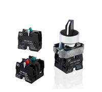 IDGTTLDF 1PC XB2-BD55 1NO1NC Rotary Knob Button Switch Self Reset ZB2 Selector Silver 22mm Mounting IDGTTLDF