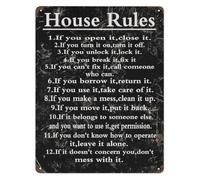IDGTTLDF Bar Rules Metal Tin Sign No Fighting No Crying No Quitting Humorous Wall-Art for Man Cave Basement Pub 8 X 12 in