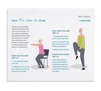 IDGTTLDF Bedroom and Home Gym Wall-Art Canvas Poster Senior Lower Body Balance Strength Exercises Fall Prevention Guide for Home Decor Framed,16x24inch(40x60cm)