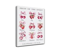 IDGTTLDF Biblical Fruit of the Spirit Print, Delicate Floral and Fruit Design, Christian Bedroom Decor Inspirational Scripture Art for Home & Church Unframed,08x12inch(20x30cm)