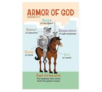 IDGTTLDF Biblical Values Posters for Children - The Full Armor of God Educational Set, Inspirational Gift for Sunday School Teachers, Pastors, and Christian Families(Framed,12x18inch(30x45cm))