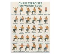 IDGTTLDF Chair Yoga Poses Guide Canvas Poster Daily Stretch Routine Flexibility Exercise Wall Decor for Living Room Bedroom Home Office Unframed,12x18inch(30x45cm)