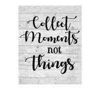 IDGTTLDF Collect Moments Not Things - Motivational Quote on Rustic Wood, Inspirational Wall-Art Print for Home Office Living Room Unframed,16x24inch(40x60cm)