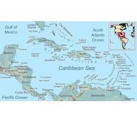 IDGTTLDF Detailed Caribbean Political Map, Laminated World Geography Poster, Large Wall Map for Social Studies Classroom, Library or History Buff(Framed,12x18inch(30x45cm))