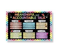 IDGTTLDF Elementary & Middle School Classroom Poster - Meaningful Accountable Talk Strategies, Colorful Horizontal Teaching Aid & Wall Decoration Framed,16x24inch(40x60cm)